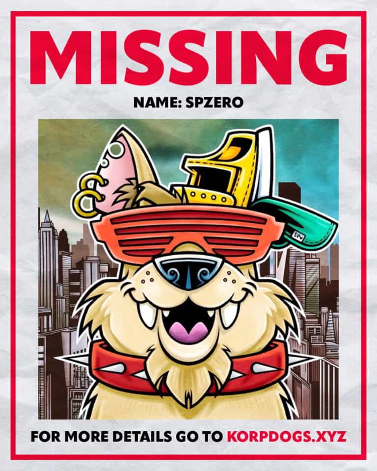 A missing poster for a KorpDog Stray, by the artist SPZero